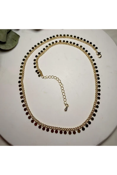 nesdesign Altın Kaplama Yuvarlak Pullu Zincir Kolye (45+5 cm) ürün görseli 1