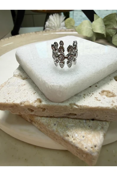 nesdesign Altın Kaplama Üç Sıra Taşlı Earcuff - Resim 2