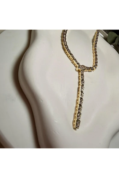 nesdesign Zirkon Taşlı Yılan Model Gold Kolye ürün görseli 1