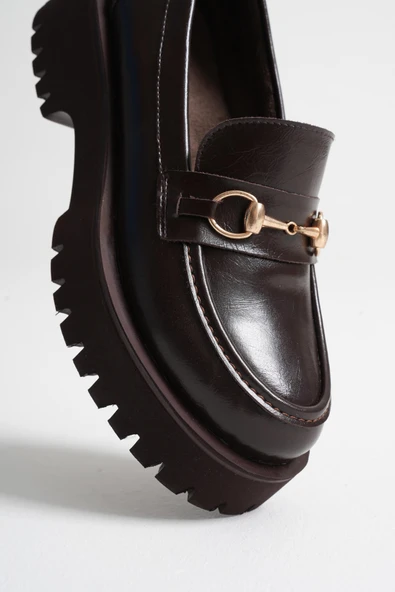 Aral Toka Detaylı Acı Kahve Günlük Loafer Ayakkabı - Resim 4