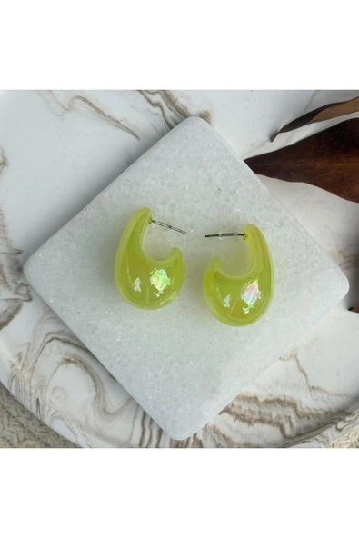 nesdesign Yeşil Hologram Damla Küpe ürün görseli 1