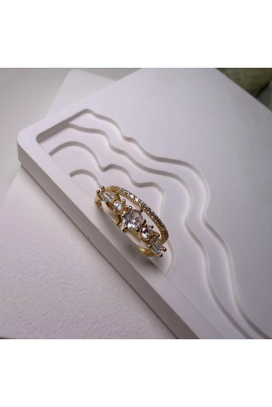 nesdesign Üç Yuvarlak Taşlı Ayarlanabilir Yüzük ürün görseli 1