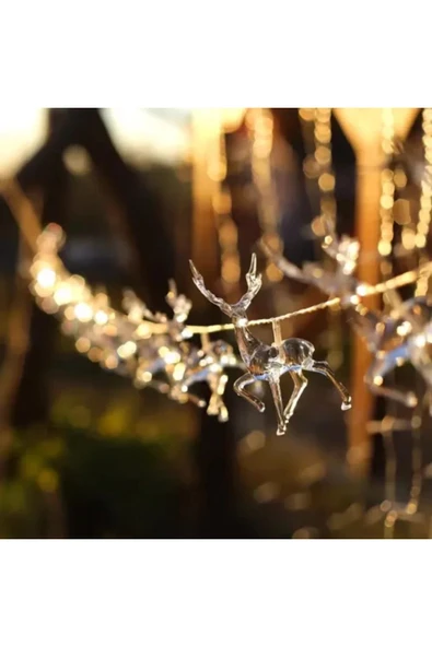 Özel Tasarım Premium Kaliteli Dekoratif Led Yılbaşı Noel 2 Kademeli 2m 10 adet Geyikli İp Led Işık - Resim 3