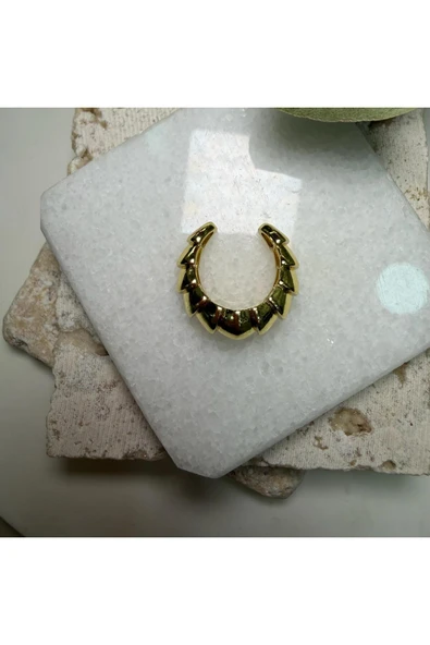 nesdesign Altın Kaplama Gold Boğumlu Earcuff - Resim 2