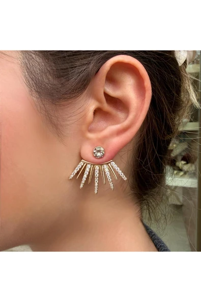 nesdesign Arkadan takmalı Ayarlanabilir Taşlı Zarif Küpe ürün görseli 1