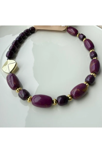 nesdesign Akrilik Mor Boncuk Kolye - Resim 2