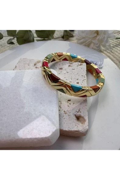 nesdesign Mavi Kırmızı Zikzak Model Lastik Bilezik ürün görseli 1