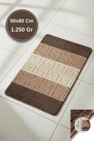 Lüks Kaymaz Taban 50x80 cm Banyo Halısı/Paspası Wb - 11 mm Kalın %100 Polipropilen - Resim 7