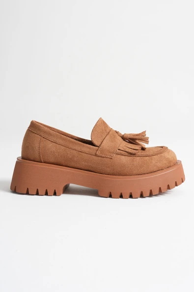 Anim Kadın Günlük Taba Süet Loafer Ayakkabı - Resim 2