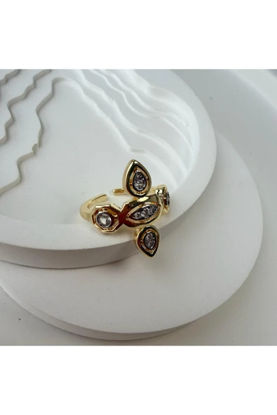 nesdesign Kenarları Damla Motifli Şık Ayarlanabilir Yüzük - Resim 2