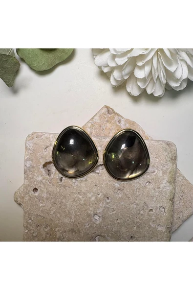 nesdesign Füme Akrilik Gold Küpe ürün görseli 1