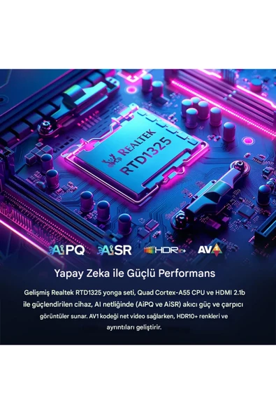 EverBox RT-X3 4K Android 14.0 TV Box 4+64GB Realtek RTD1325 Yapay Zeka İşlemci Chip Dual Hızlı WiFi6 - Resim 5