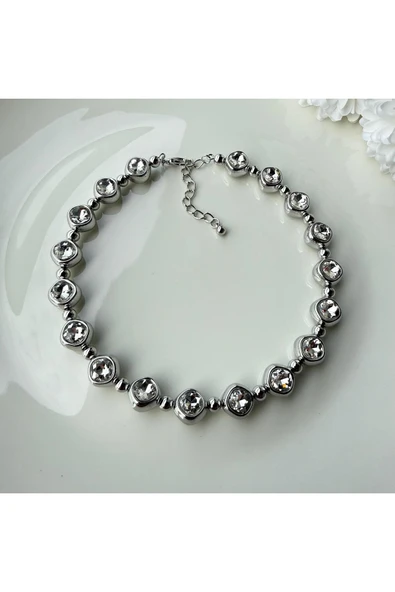 nesdesign Taşlı Gümüş Choker Kolye - Resim 2