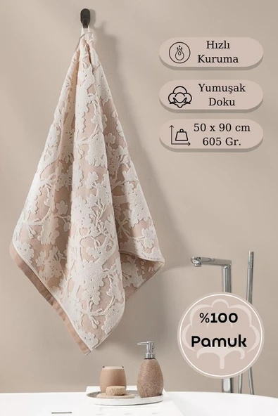 Pamuk Tekli Havlu Jakarlı Karna Eco Batıs - 50 x 90 - Resim 2