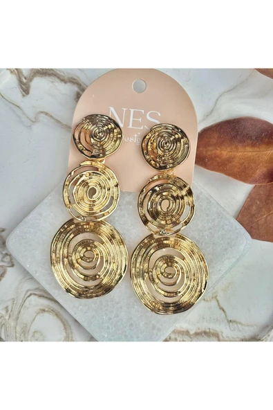 nesdesign Sallantılı Üçlü Yuvarlak Küpe ürün görseli 1