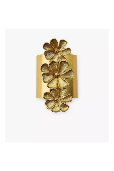 nesdesign ZR Üç Sıra Çiçekli Gold Bileklik ürün görseli 1