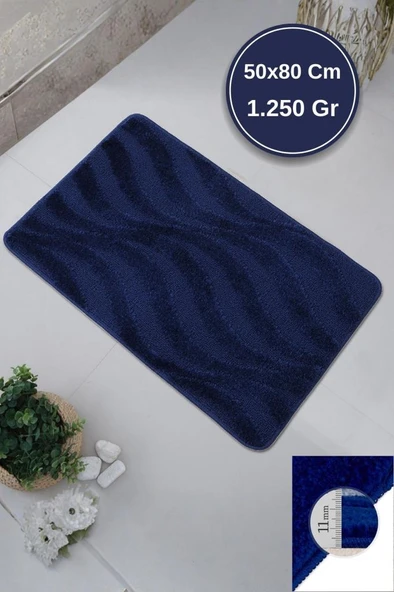 Maldiv/Maldives Model Lüks Banyo Paspası Halısı 50x80 cm - Kaymaz Taban 11 mm Kalın %100 Polipropilen - Resim 4