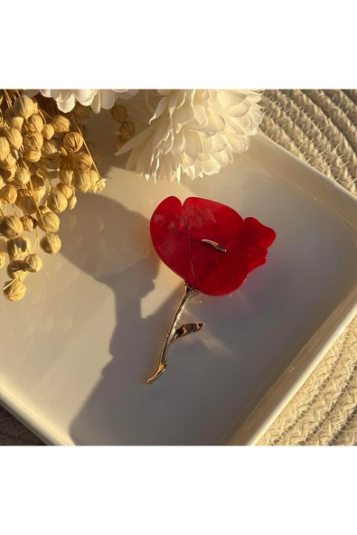 nesdesign Kırmızı Gelincik Çiçeği Broş ürün görseli 1