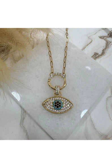 nesdesign Çelik Taşlı Göz Kolye (48 cm) ürün görseli 1