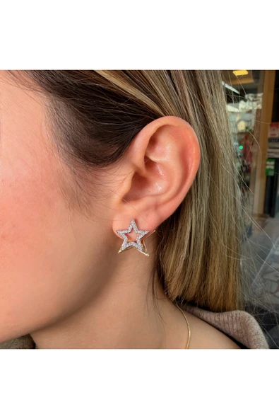 nesdesign Yıldız Arkası Gold Küpe ürün görseli 1