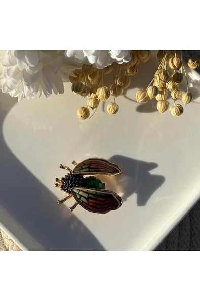 nesdesign Yeşil Gövdeli Böcek Broş ürün görseli 1