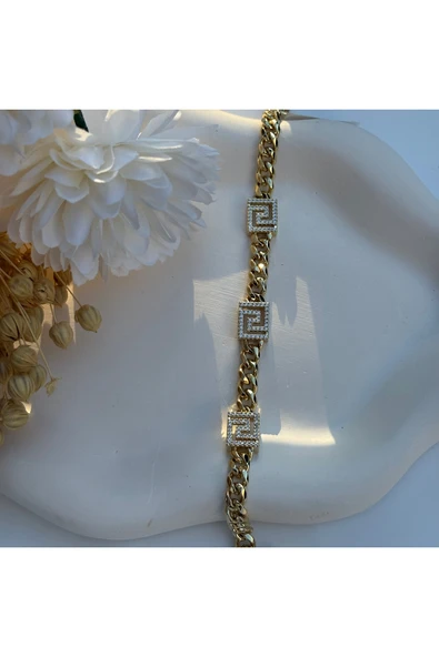 nesdesign Taşlı Labirent Detaylı Zincir Bileklik (17+2 cm) ürün görseli 1