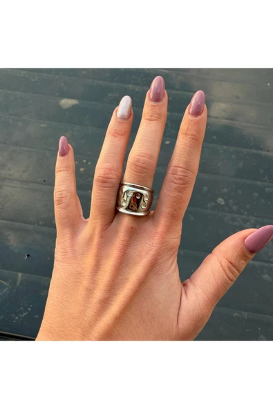 nesdesign Çelik Dokulu Geniş Ayarlanabilir Yüzük (Gümüş Renk) ürün görseli 1