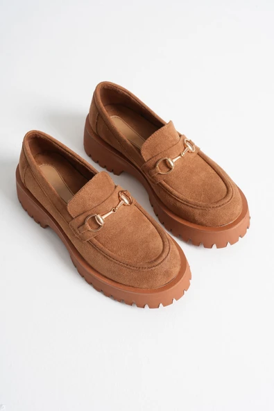 Aral Toka Detaylı Taba Süet Günlük Loafer Ayakkabı - Resim 4