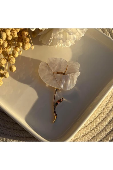 nesdesign Beyaz Gelincik Çiçeği Broş ürün görseli 1