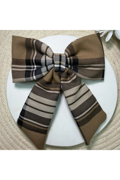 nesdesign Kahve Ekose Desenli Fiyonk Toka ürün görseli 1