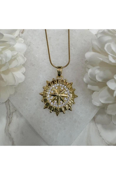 nesdesign Çelik Taşlı Pusula Kolye (45 cm) ürün görseli 1