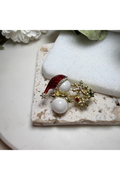 nesdesign Şapkalı Kardan Adam Yılbaşı Broş ürün görseli 1