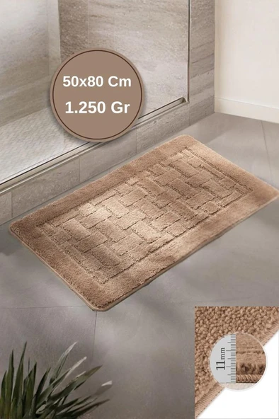 Lüks Banyo Paspası Bali 50x80 cm - 11 mm Kalınlık, %100 Polipropilen, Kaymaz Taban - Resim 4