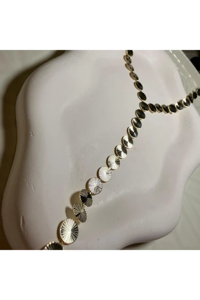 nesdesign Yuvarlak Plakalı Gold Uzun Y Kolye - Resim 3