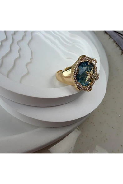 nesdesign Buz Mavisi Yuvarlak Yıldız Yüzük - Resim 2