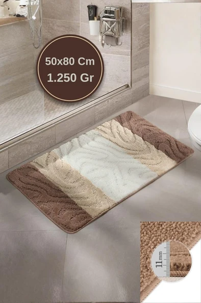 Lüks Banyo Paspası Bali 50x80 cm - 11 mm Kalınlık, %100 Polipropilen, Kaymaz Taban - Resim 6
