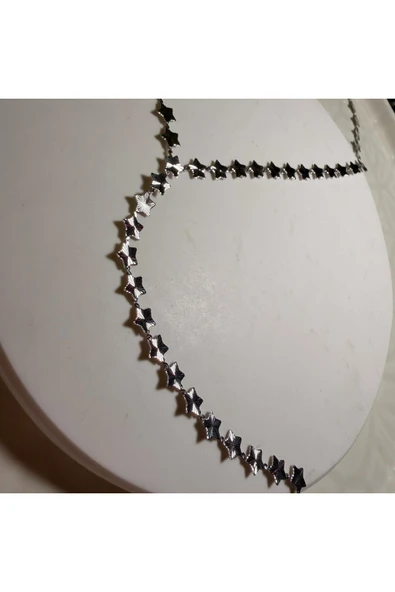 nesdesign Yıldız Plakalı Uzun Y Kolye (Gümüş Renk) - Resim 2