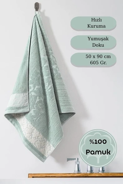 Pamuk Tekli Havlu Jakarlı Karna Premıum Sıbell - 50 x 90 - Resim 2