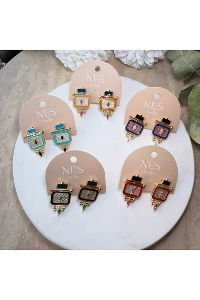 nesdesign Kırmızı Peacock Moment Küpe - Resim 2