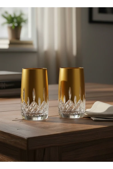 Bohemia kristal kahve yanı su bardağı Altın Yaldızlı 150 cc 6 adet - Resim 5