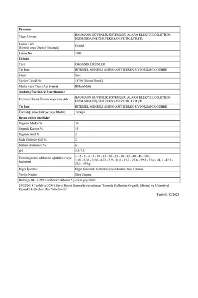 Bmusa Multi 1Lt  Organik Gübre - Resim 5