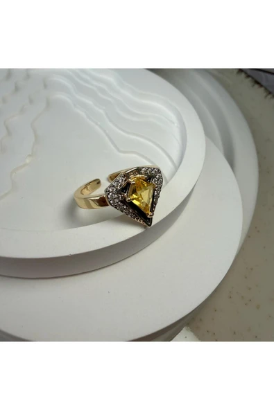 nesdesign Sarı Üçgen Kesim Yüzük - Resim 2
