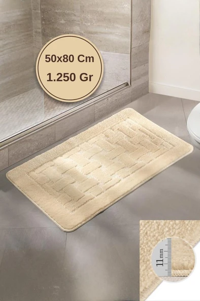 Lüks Banyo Paspası Bali 50x80 cm - 11 mm Kalınlık, %100 Polipropilen, Kaymaz Taban - Resim 5