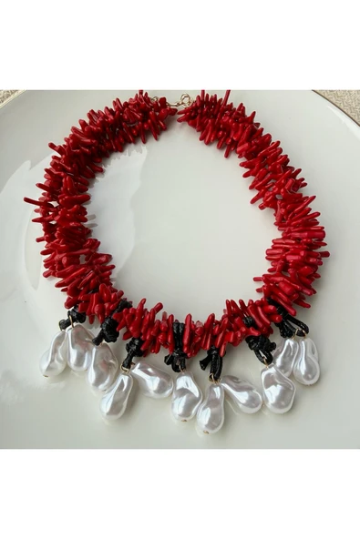 nesdesign ZR Mercan İnci Sallantılı Kolye 52cm ürün görseli 1