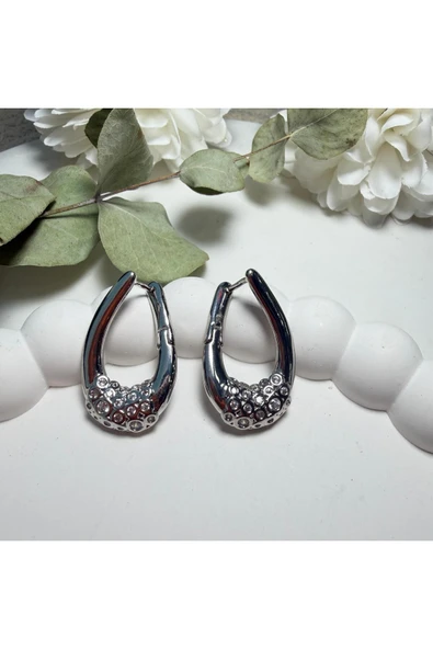 nesdesign Yarım Tur Dönmeli Taşlı Küpe - Resim 2