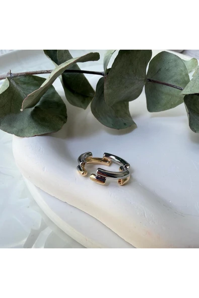 nesdesign Kesik Çizgili İki Renk Yüzük - Resim 2