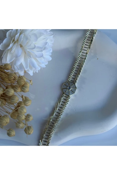 nesdesign Sekizgen Taşlı Çizgi Tasarım Bileklik (17+2 cm) ürün görseli 1