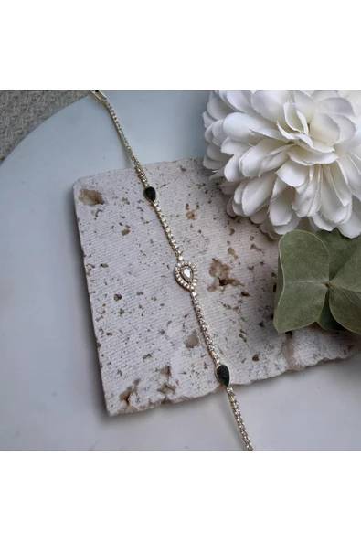 nesdesign Damla Taşlı Gold Tamtur Bileklik ürün görseli 1