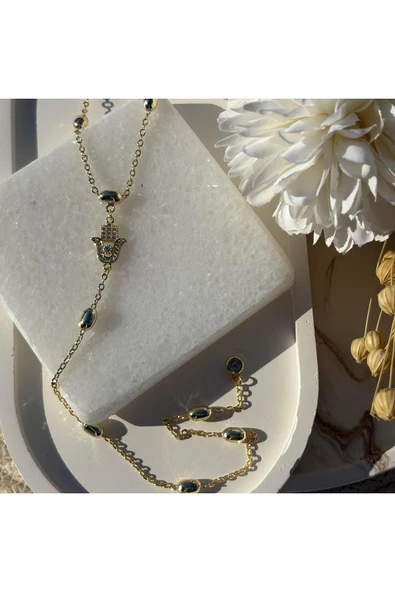 nesdesign Altın Kaplama Fatma Ana Eli Y Kolye (50 cm) ürün görseli 1