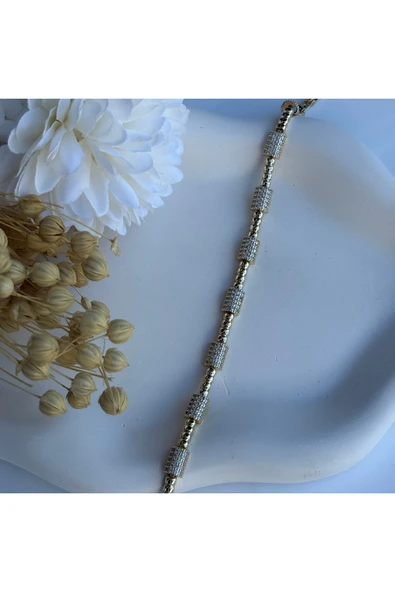 nesdesign 14K Özel Seri Silindir Model Taşlı Bileklik (17+2 cm) ürün görseli 1